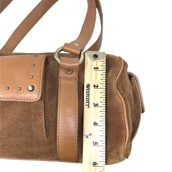 NWT Vintage Donald Pliner camel leather and suede shoulder purse - Picture 4 of 16